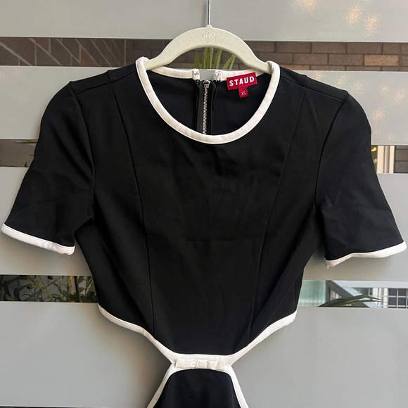 Staud Black & White Fig Cutout Mini Dress Size XS - Picture 4 of 9